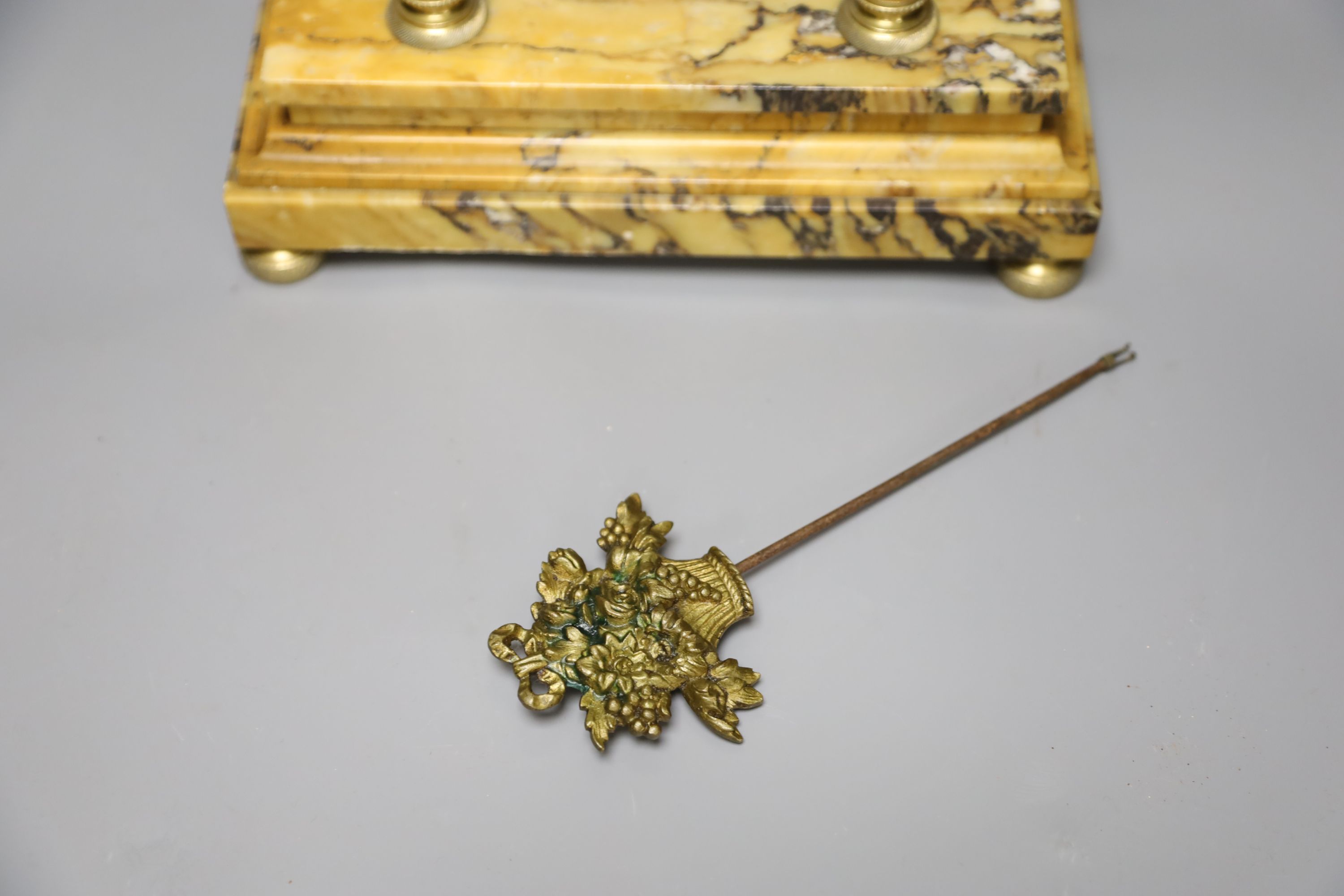 A French gilt metal and marble mantel clock, height 43cm